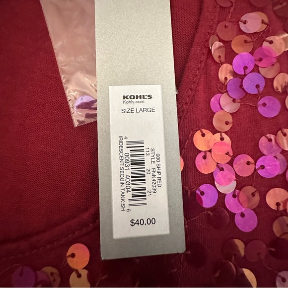 NWT Apt 9 Iridescent Sequin Tank - Size Large - Picture 2 of 4